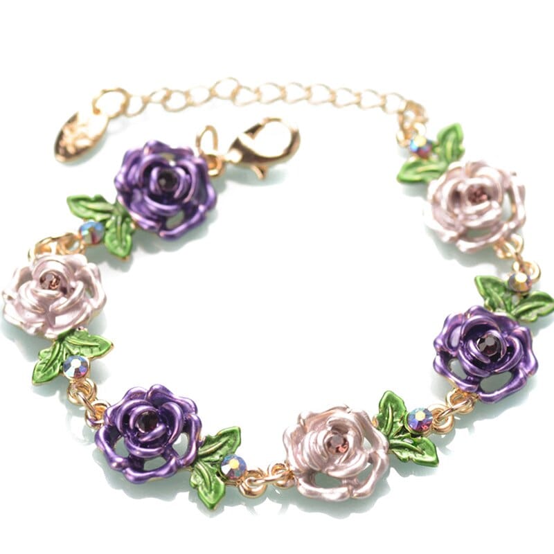 Bracelet Fleur Rose Violette