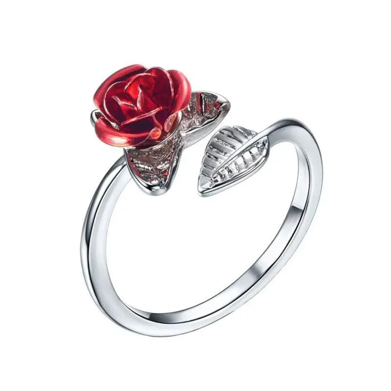 Bague Fleur Rose Rouge - Addison lafleuroranger