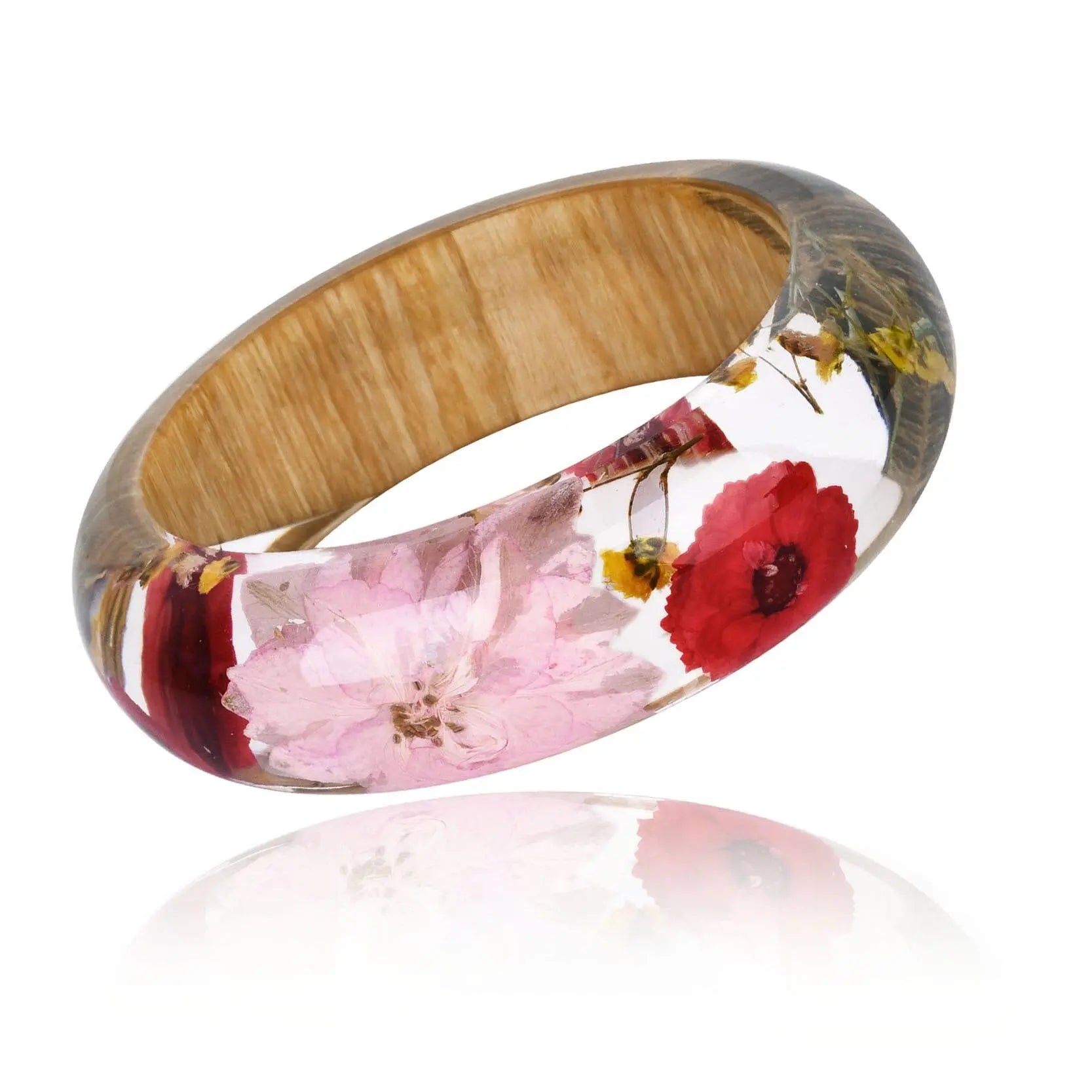 Bracelet Fleur Séchée Rose Et Rouge - Camila lafleuroranger