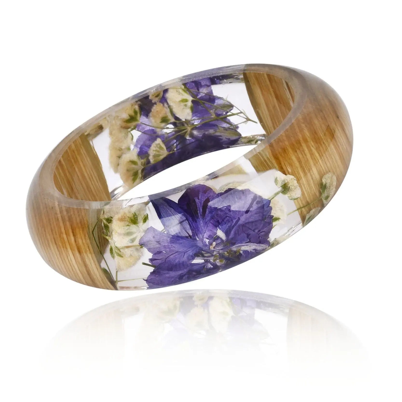 Bracelet Fleur Séchée Violette Et Blanche - Lily lafleuroranger