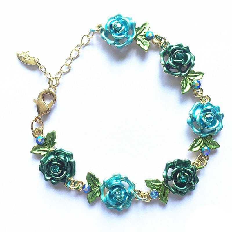 Bracelet Fleur Rose Bleue