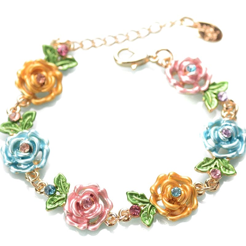 Bracelet Fleur Rose Multicolore